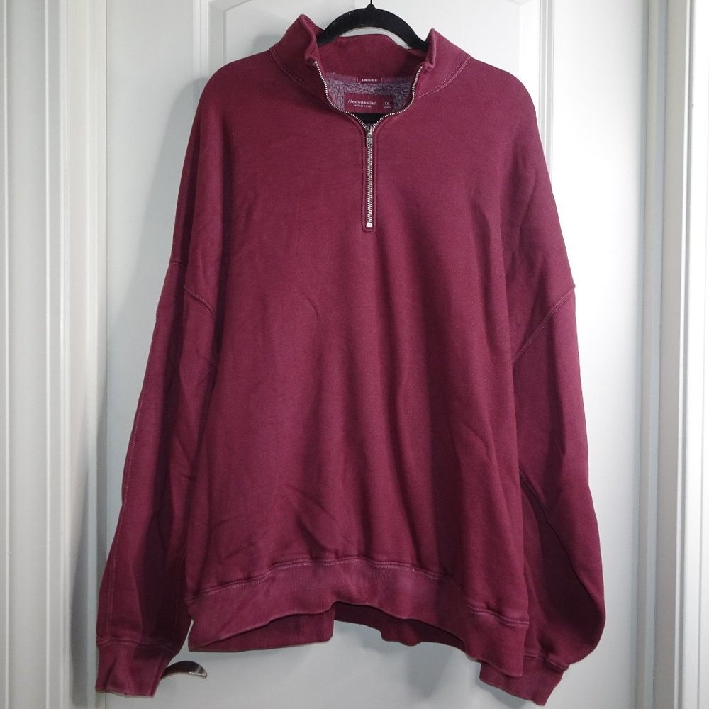 Abercrombie & Fitch Dark Red Quarter-Zip Soft A&F Fleece